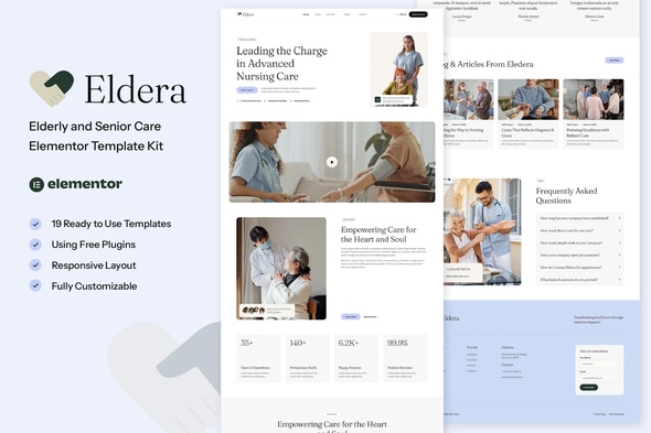 Eldera - Elderly & Senior Care Elementor Template Kit 1.0