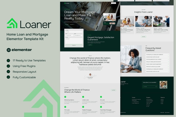 Loaner - Home Loan and Mortgage Elementor Template Kit 1.0