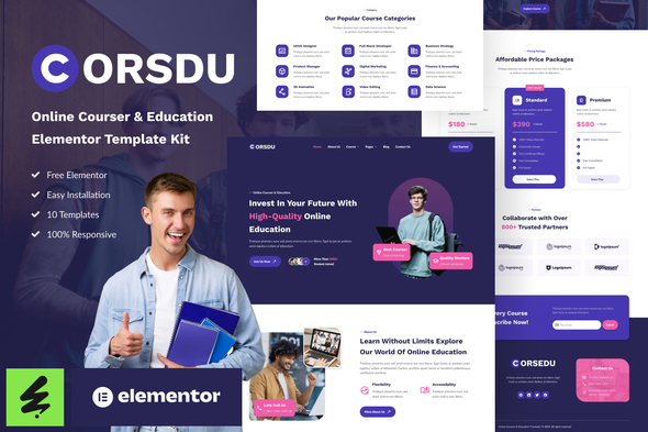 Corsdu - Online Courses & Education Elementor Template Kit 1.0