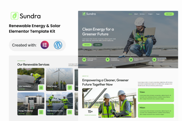 Sundra - Renewable & Energy Solar Elementor Template Kit 1.0