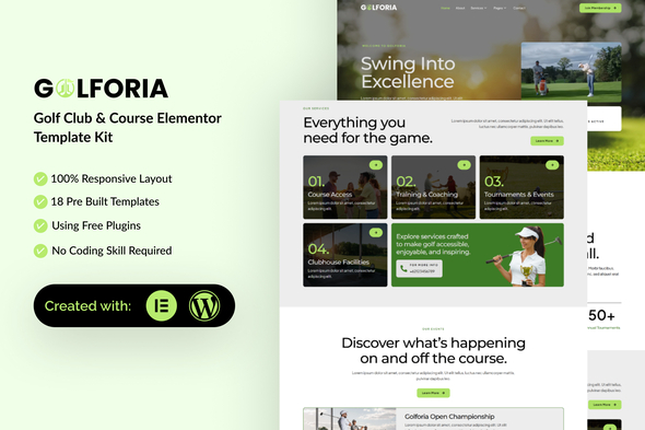 Golforia - Golf Club & Course Elementor Template Kit 1.0