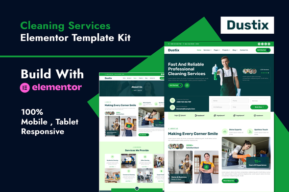 Dustix - Cleaning Services Elementor Template Kit 1.0