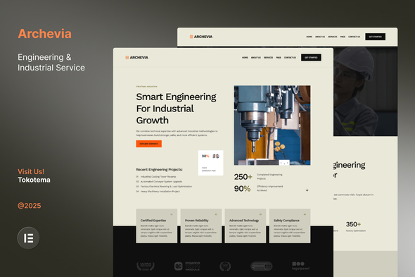 Archevia - Engineering & Industrial Service Website Elementor Kit 1.0