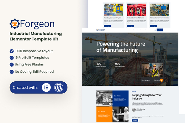 Forgeon - Industrial & Manufacturing Elementor Template Kit 1.0