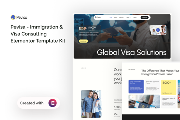 Pevisa - Immigration & Visa Consulting Elementor Template Kit 1.0