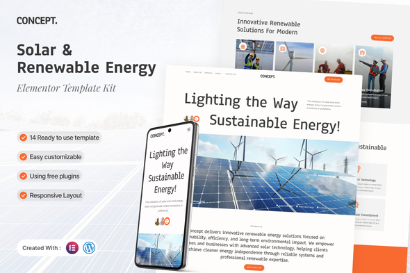 Concept - Solar & Renewable Energy Elementor Template Kit 1.0