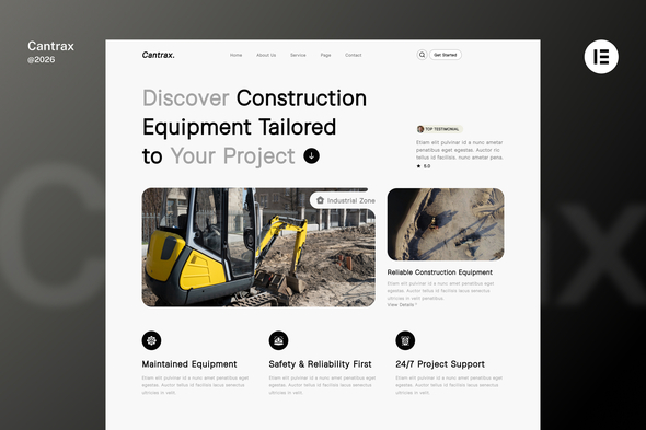 Canstrax – Construction Equipment Rental  Elementor Template Kit 1.0