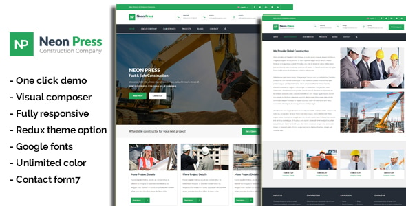 NeonPress - Business Construction WordPress Theme 1.0.0