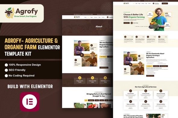 Agrofy – Agriculture & Organic Farm Elementor Template Kit 1.0