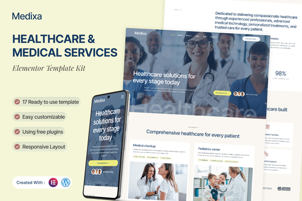 Medixa - Healthcare & Medical Services Elementor Template Kit 1.0