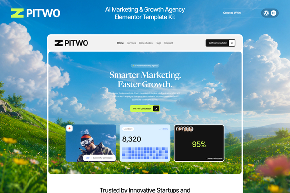 Pitwo – AI Marketing & Growth Agency Elementor Template Kit 1.0