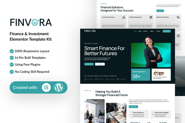 Finvora - Finance & Investment Elementor Template Kit 1.0