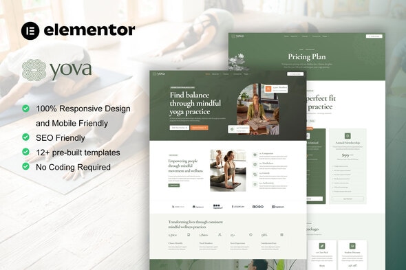 Yova - Yoga Studio Elementor Pro Template Kit 1.0